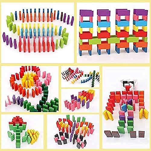 Tod2Teen 2022 Design 200 pcs 10 Color Wooden Dominos Blocks Set, Kids Game Educational Play Toy, Domino Racing Toy Game, Motor Skills, Observatin Skills Development Toys