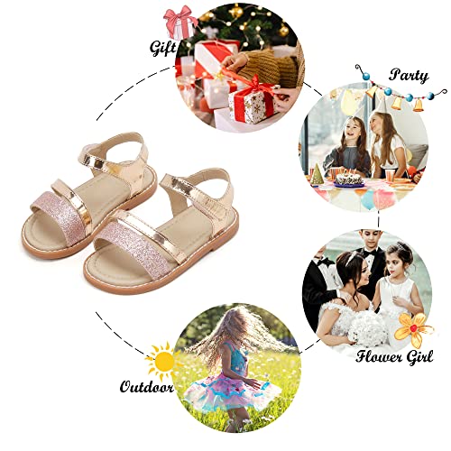 Image of Felix & Flora Toddler Girl Sandals - Little Girl Easter Dress Shoes Lightweight Open Toe Beach Holiday Flats