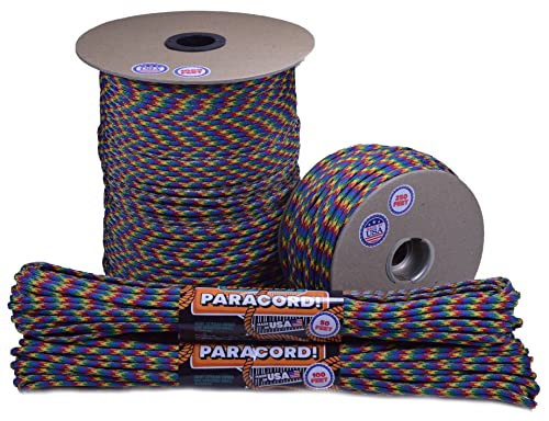 Bored Paracord - 1', 10', 25', 50', 100' Hanks & 250', 1000' Spools of Parachute 550 Cord Type III 7 Strand Paracord Well Over 300 Colors - Autism Awareness - 25 Feet