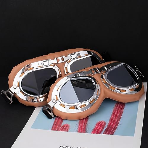 Image of Peicees Vintage Helmet Goggles Motorcycle Goggles Bike Motorcross Pilot Goggle