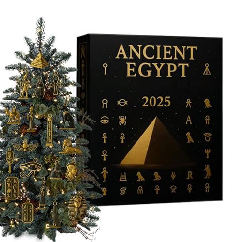 Calendrier de compte à rebours de Noël | Calendrier de l'Avent en acrylique 2D Pendentif compte à rebours 24 jours Décoration égyptienne 2025 – Pour les...