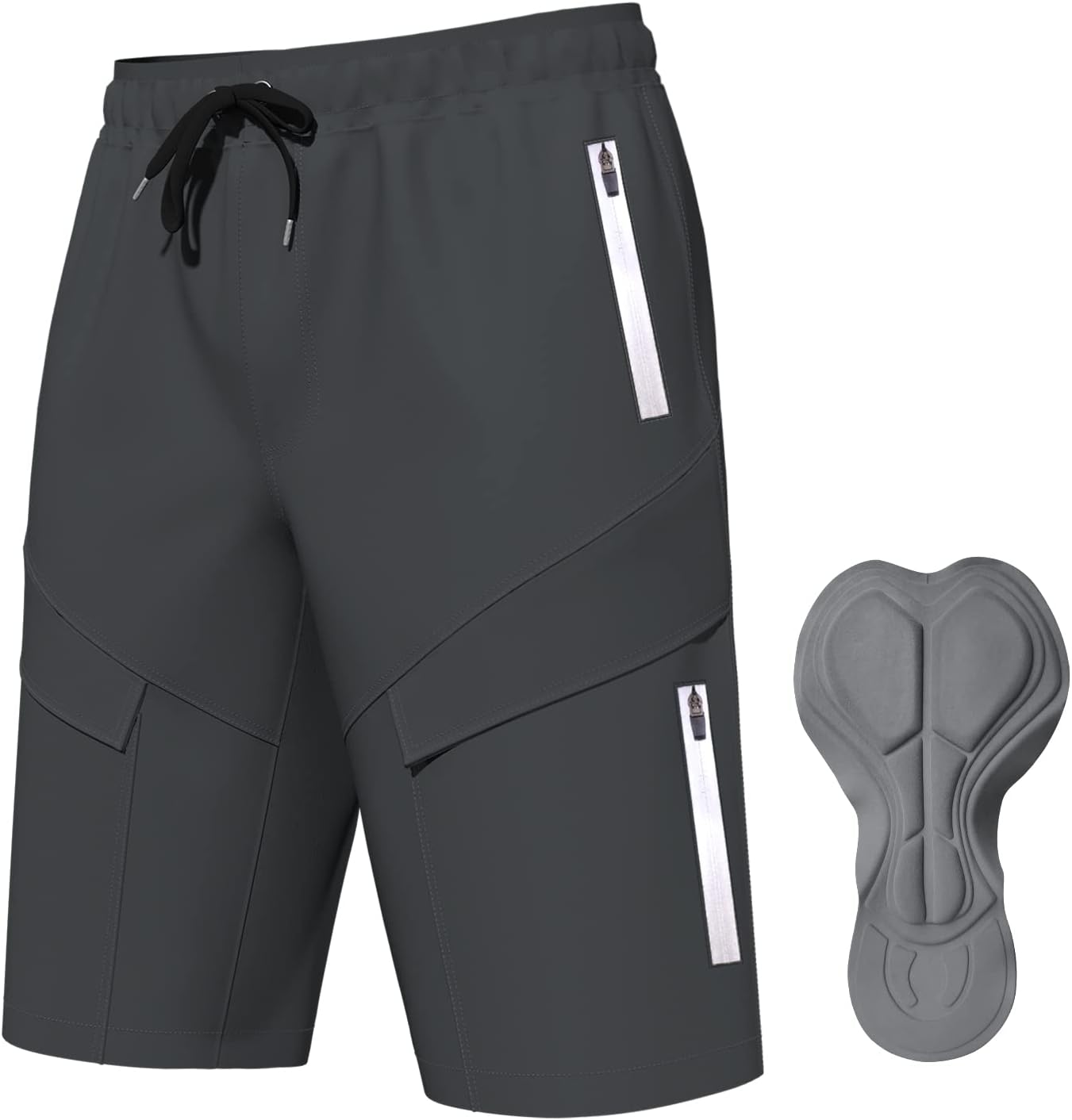 Lo.gas Mountain Bike Shorts for Men,3D Padded Loose-fit Cycling Biking Bicycle Shorts Mens with Underwear Zipper Pockets