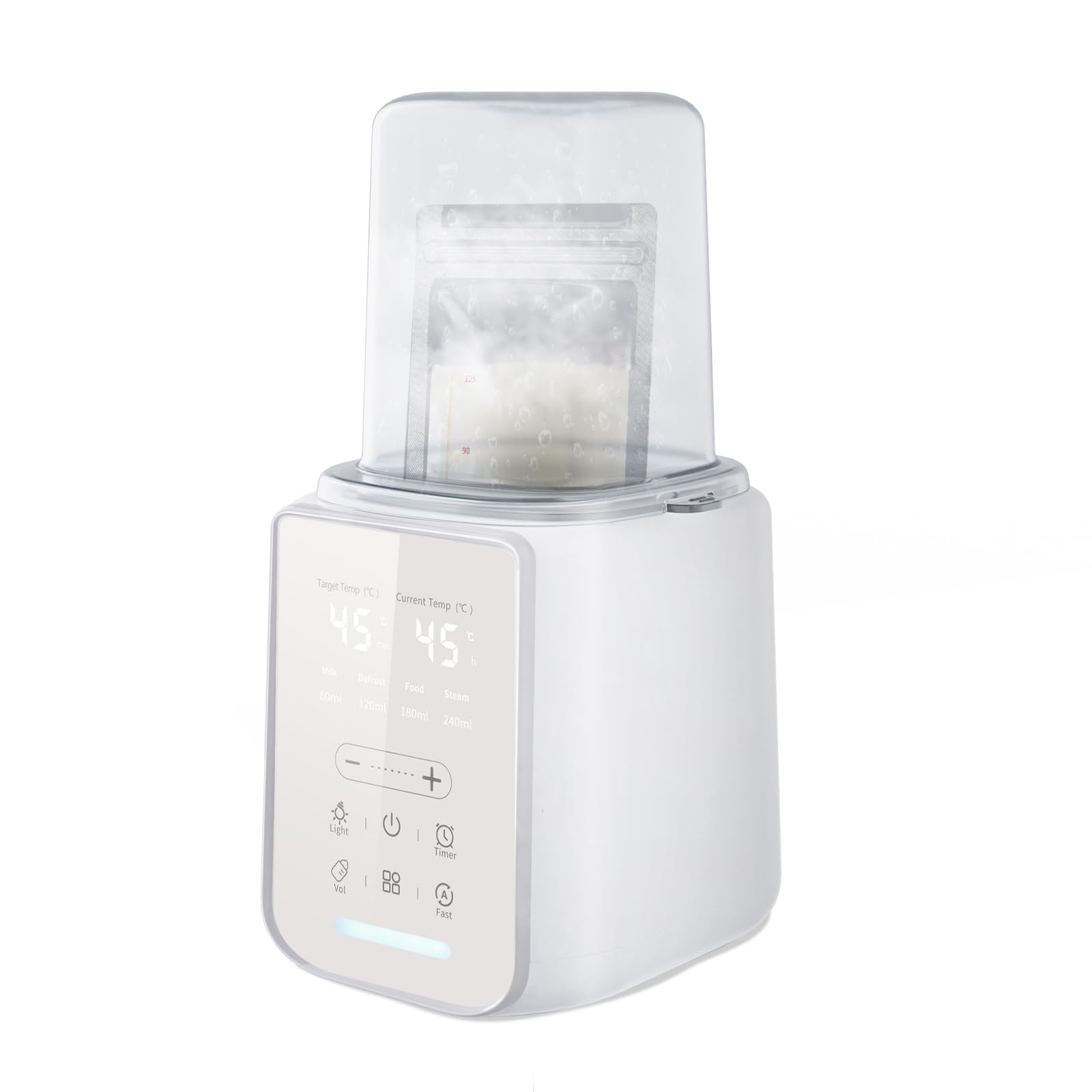 Scalda biberon, scaldlatte materno con timer e luce notturna, 8 in 1, multifunzione, display digitale, riscaldamento rapido