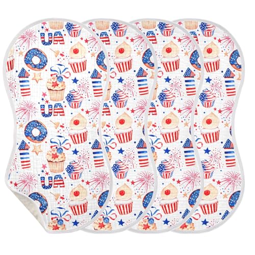 xigua USA Donuts Muslin Baby Burp Cloths Set of 1, Super Soft & Absorbent Burping Rags, Cotton Burp Clothes Shower Gift for Newborn, Baby Girls and Boys3