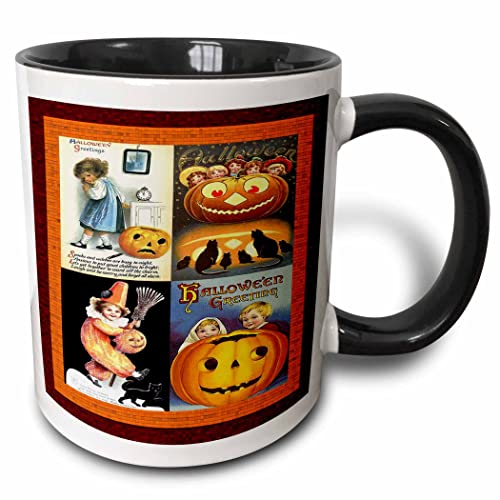 3dRose Children of Halloween Collage 11oz Two-Tone Black Mug