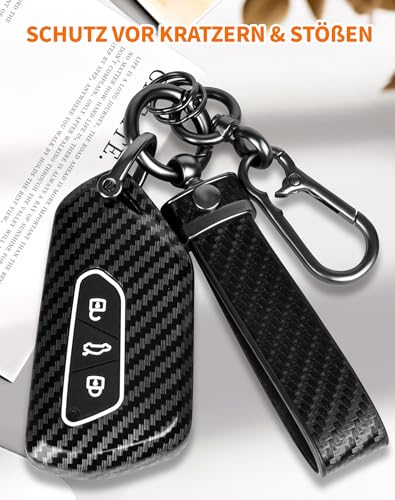 Autoschlüssel Hülle kompatibel mit VW Golf 8, Auto Schlüsselhülle 3-Tasten Auto Schlüssel Cover für VW ID3 ID4 E-Golf ab 12/2019 GTI GTE Clubsport, Schlüssel Hülle für Seat Leon MK 4 +Schlüsselanhänge