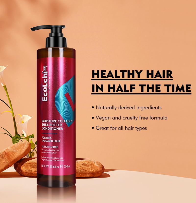 Collagen Shea Burtter Conditioner Moisture Smooth Hair Collagen Shea Burtter Conditioner for Women Hair Treatment for Dry and Damaged Hair All Hair Types 25.6 fl. oz. 750ml - Image 3