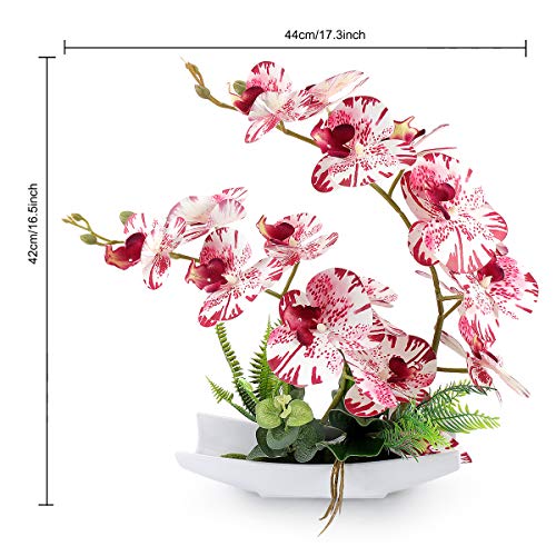 Yobansa Decorative Real Touch Silk Orchid Bonsai Artificial Flowers With Flower Pots, Artificial Phalaenopsis Fake Flowers Arrangements For Home Decoration (Modern Elements) #TOP1