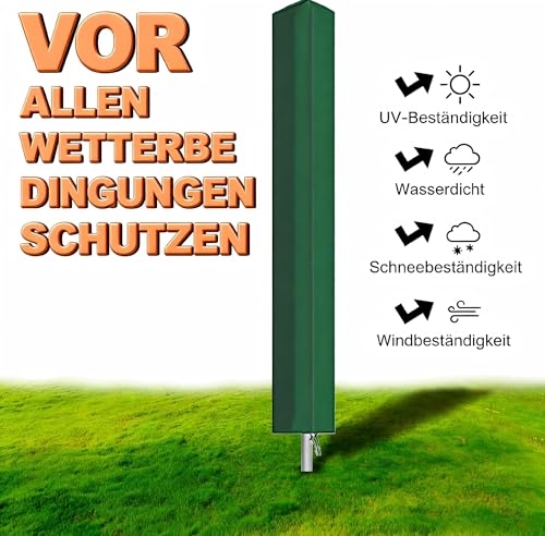 RICHIE Rotary Airer Cover Rotary Clothes Line Cover 600D Washing Lines Cover Waterproof with Zip 16x16x165cm Rotary Airer Cover Rotary Dryer Cover Dryer Protective Cover Windproof, Green - Image 5
