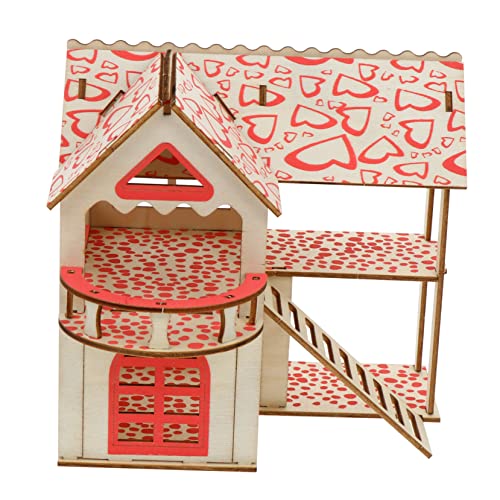 Abaodam 1 セット ハムスターハウス hamster cage 屋内 大きい DIY 小さなペット小屋 ハッチ ペット用品 木製ハムスター ヴィラ ハムスターの別荘 城で遊ぶハムスター