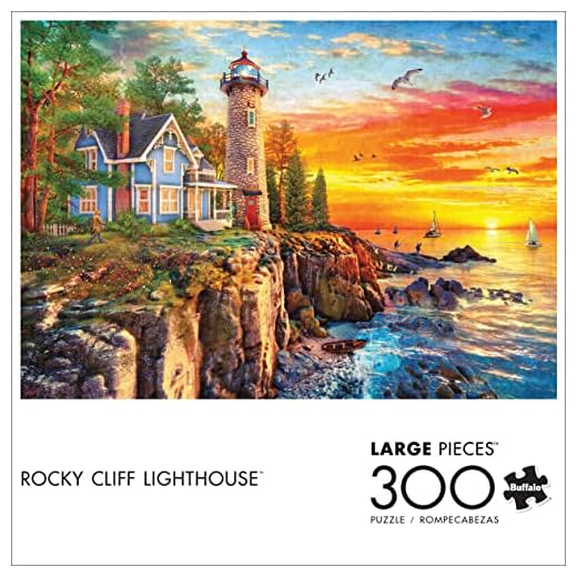 Buffalo Games - Rocky Cliff Lighthouse - 300 Large Piece Jigsaw Puzzle