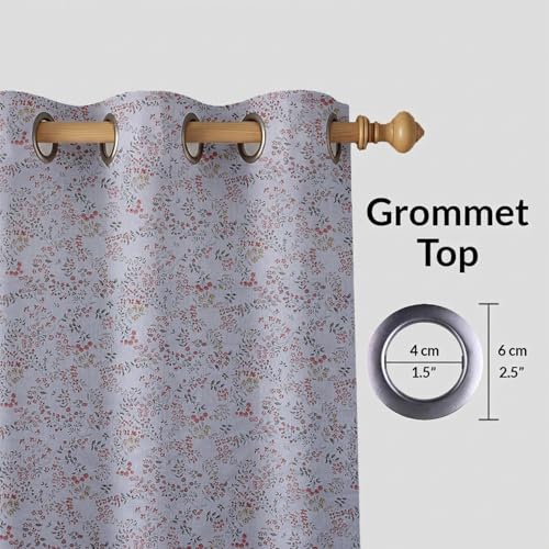 Image of LINENWALAS Cotton Sheer Curtains for Door - Light Filtering 7 Feet Set of 2, Aesthetic Cafe Curtain Floral Printed Drapes with Grommet Hanging - (L 7FT x W 4.5FT, Blush Meadow)