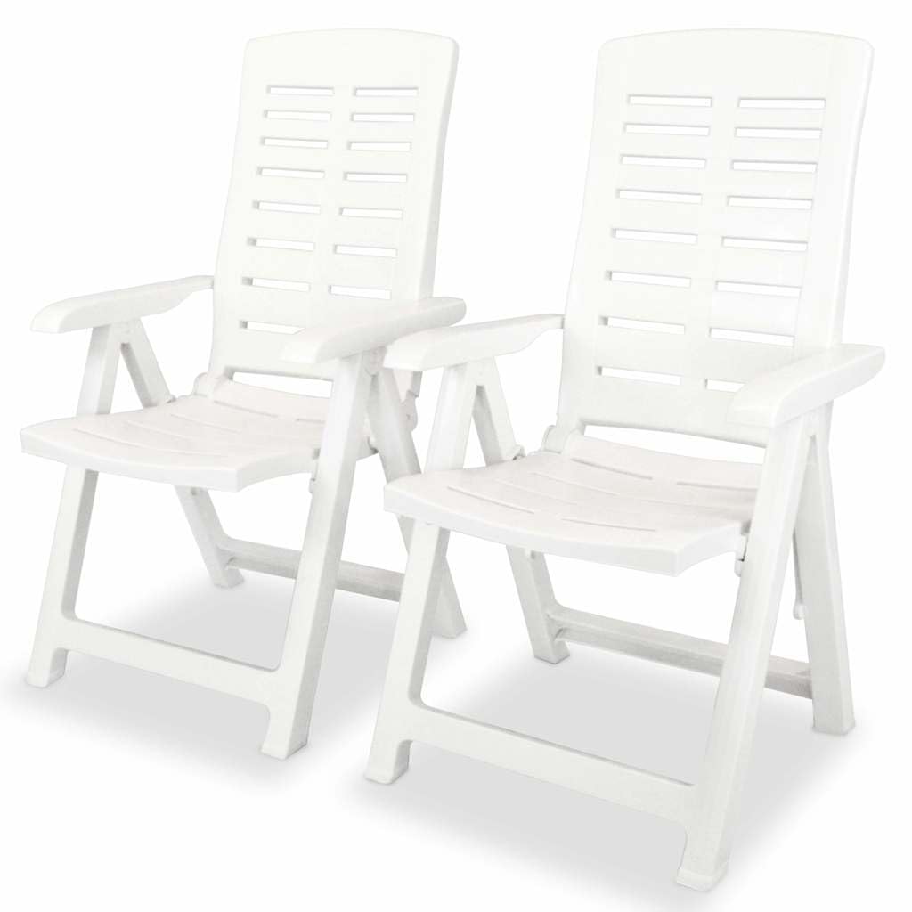 Gartenstühle 2er Set Klappbar Kunststoff Weiß Verstellbar