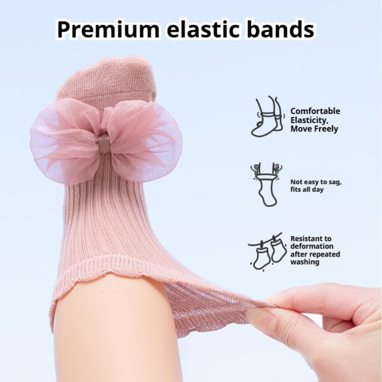 Baby Non-Skid Socks Toddler Non Slip Crew Socks Girl Newborn Infant First Walking Princess Socks 5 Pairs image 4