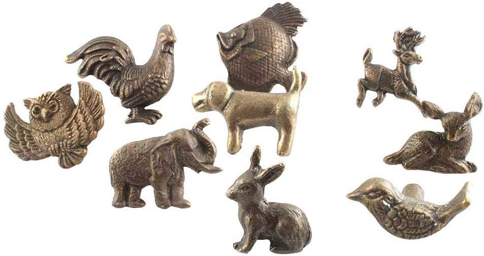 Indian Shelf Pack of 9 Iron Nursery Dresser Knobs- Antique Cute Knobs for Dresser- Fauna Decorative Door Knobs- Animal Dresser Knobs Kids- Drawer Pull- Dresser Handles and Knobs