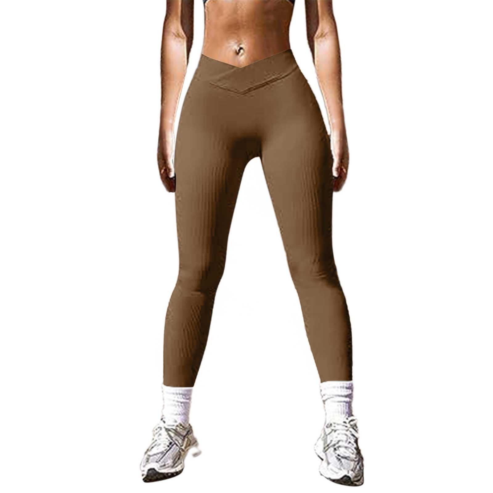 Leggings de Yoga Solides pour Femmes, côtelés, Taille Haute, Pantalons d'exercices décontractés