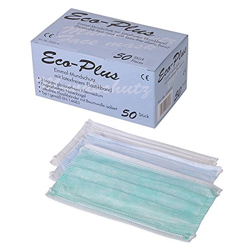 Preisvergleich Produktbild Med Comfort Mundschutz 02300-G 2lagig mit Elastikbändern 50Stk, grün