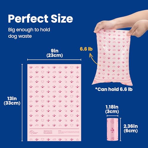 Image of Dog Poop Bags, Extra Thick & Leak-Proof Doggie Bags, Lavender Scented Pet Waste Bags Made from 70% Certified Recycled Plastic, Easy Tear & Open Poop Bags for Dog Walking, 8 Rolls (120 Count)