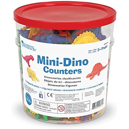 Learning Resources Mini-Dino Counters - 108 Pieces, Ages 3+ Toddler Learning Toys, Dinosaurs for Toddlers, Dinosaurs Action Figure Toys, Kids' Play Dinosaur and Prehistoric Creature Figures