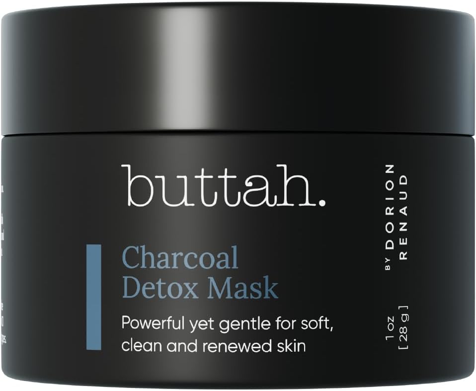 Buttah Skin Charcoal Detox Mask 1 fl oz e 30 mL - Activated Charcoal - African Butters - Rose Water - Detoxifying and deep cleansing mask for melanin rich skin - Black Owned Skincare