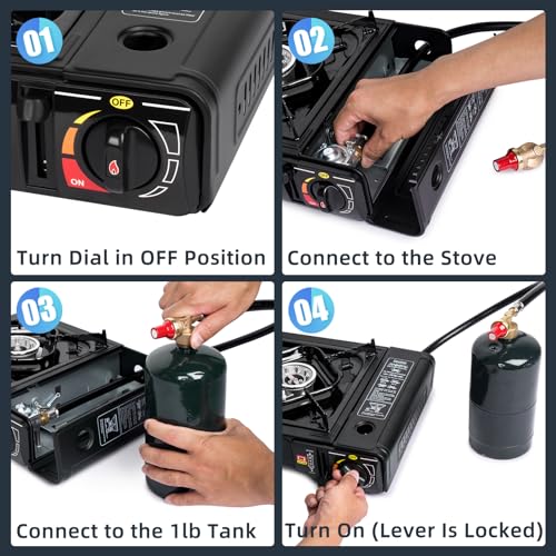 SHINESTAR Dual Fuel Stove with Butane & Propane Compatibility, Portable Camping Stove for