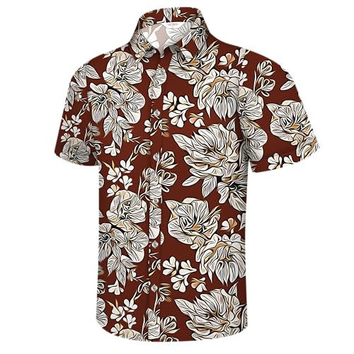 Image of Hawaiian Shirt for Men Tropical Shirts Summer Beach Button Down Short Sleeve Luau Aloha Floral Cruise Vacation Outfit 2026