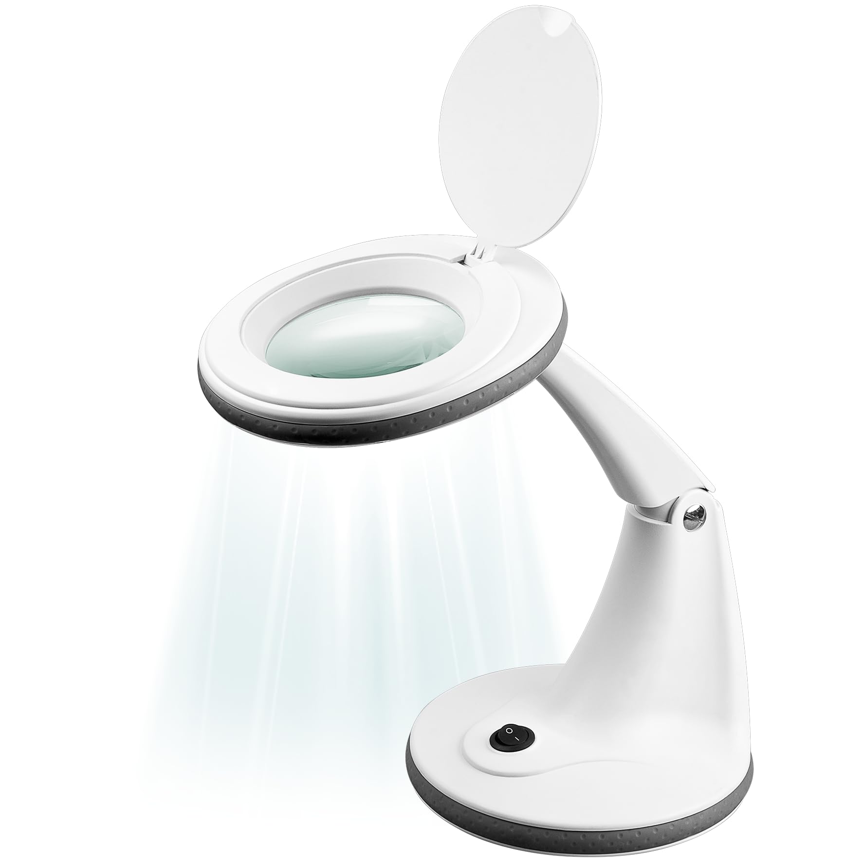 goobay 60366 LED Lupenleuchte/Lupenlampe mit Standfuß/Standlupe mit Licht / 6 W Leistungsaufnahme/Farbtemperatur 6500 K/Lichtstrom 450 lm/Betriebsspannung 230 V (AC) / Weiß