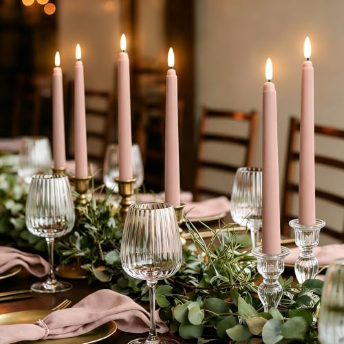 Image of Dusty Pink Flameless Taper Candles with Remote Set of 4