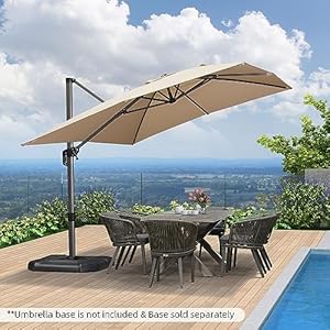 Purple leaf 9 x 115 patio umbrella outdoor cantilever rectangle umbrella aluminum offset umbrella with 360 degree rotation for garden deck pool patio beige  urban country home decor