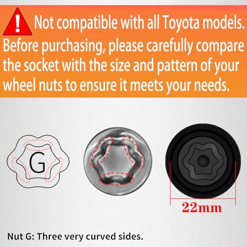 Image of G-Wheel Locking Nut Key Compatible with Toyota, Lexus, Tacoma | Wheel Lock Nut Socket Adapter, Anti-Theft Lug Nut Removal Tool, Anti-Theft Screw Remover, Repair Tool, Tyre Fitting, garage