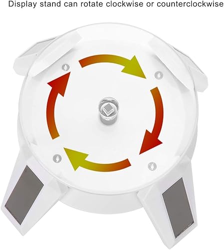 Miniatura 5 de Soporte de exhibición giratorio solar, plato giratorio de 360 con luz LED para reloj y teléfono, exhibición de joyas (blanco)