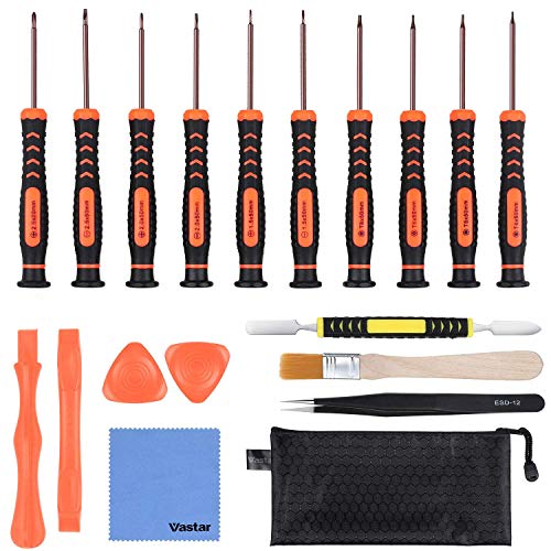 Vastar Precision Screwdriver Set - 18Pcs Magnetic S2 Screwdrivers with ESD Tweezer, Cleaning Brush, Metal/plastic Spudgers, Storage Bag for Ring Doorbell/ Xbox/ PS4/ MacBook/Computer/ Watch/ Glasses