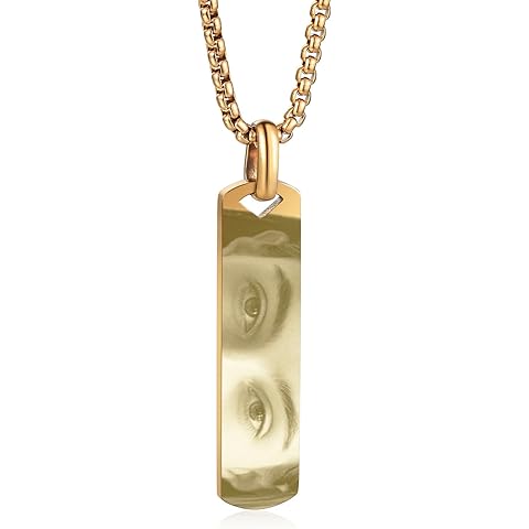 Gifterosity Personalized Eye Pendant Necklace Customized Eyes Engraving Photo Stainless Steel Necklace Jewelry Gift for Women Men Anniversary Christmas