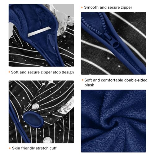 Boys Girls Fleece Jacket Black and White Drawing Of The Solar System Kids Warm Hooded Outwear Coat3