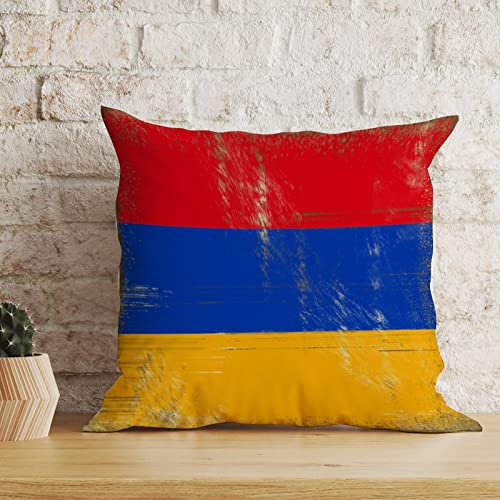 Armenia Flag Pillow Covers 24X24In Armenia Throw Pillow Cushion Famhouse Decor Velvet Euro Sham Pillow With Zippe For Office Car Chair Sofa Modern National Flag Pillow Cover Housewarming Gift #TOP2