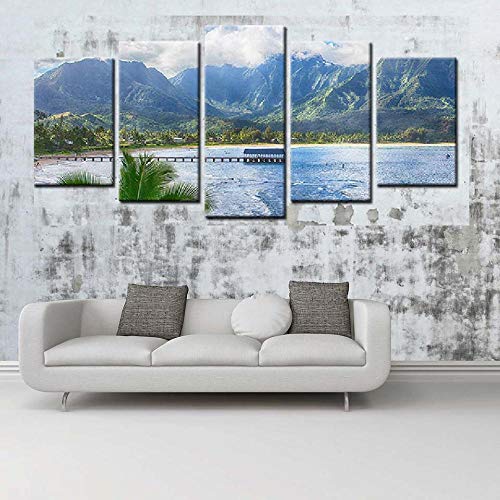 Impression sur toile intissée grand format paysage moderne 5 pièces
