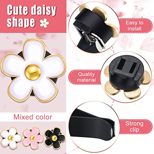Image of Frienda 6 Pcs Daisy Flower Air Vent Clip Accessories Air Conditioning Outlet Clip Car Air Freshener Dashboard Accessories Charm Car Inter Decor(3 cm, 3.3 cm,Black, Pink, White)
