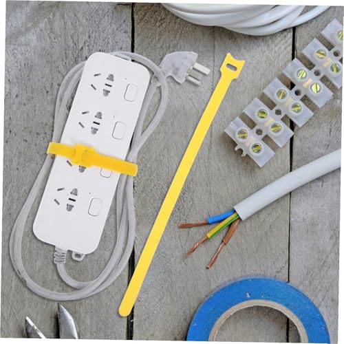 100pcs Reusable Hook and Loop Cable Ties Charging Cable Organizer Heavy Duty Cord Straps for Home and Office Management Yellow 12x300mm miniatura 5