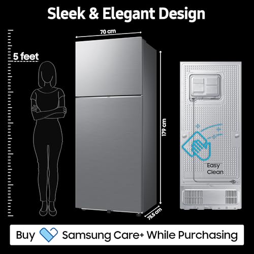 Image of Samsung 419 L, 2 Star, Convertible 5-in-1, Digital Inverter, Frost Free Double Door, Bespoke AI WiFi Refrigerator (RT45HG6A22S8HL, Silver, Elegant Inox, 2026 Model)