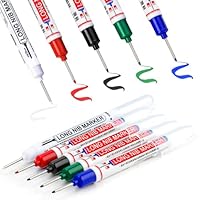 TXXATX Diepe gatmarkers, 10 stuks, metaal, 45 mm, 32 mm, 20 mm, gatmarkers, extra lange punt, boorgatmarkeringen, markeerstift voor hout, kunststof, karton, muur, bouwplaats (zwart, blauw, rood, wit
