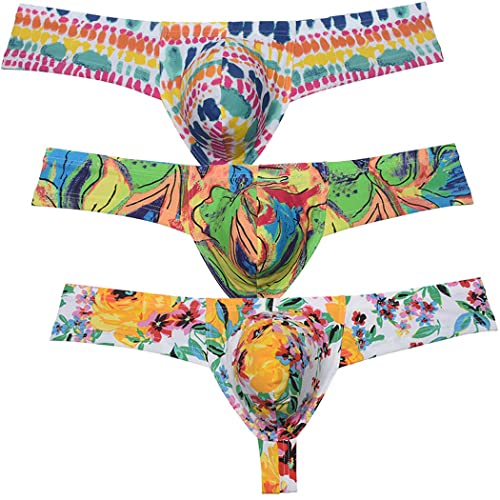 Sexy Men's Cheeky Briefs Thong Boxers Brazilian Bikini Shorts Underwear 1/3 Rear Cover Boxers Thong Pants 3-Pack(ZYH) M