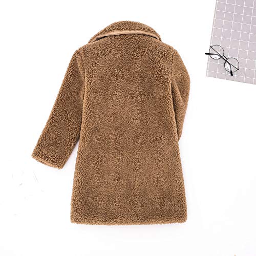 Baby Girls Open Front Lapel Collar Cardigan 𝗣olar Fleece Long Jacket Windproof Sherp𝐚 Coat Winter Thick Small Star3