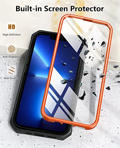 Soios For Iphone 13-Pro Phone Case: Military Grade Drop Proof Protection Mobile Cover With Kickstand | Matte Textured Rugged Shockproof Tpu | Protective Sturdy Case - Orange(Not For 13 Pro Max) #TOP2