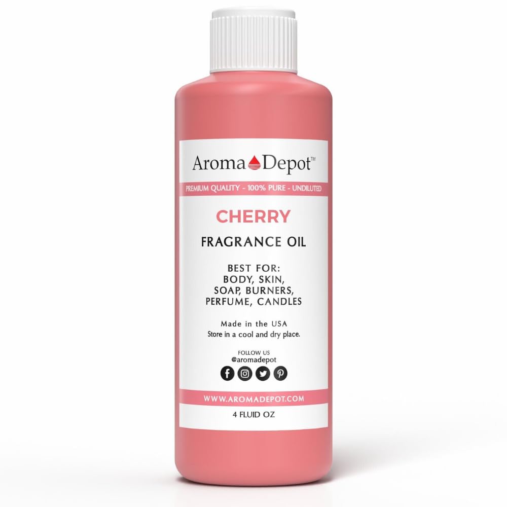 Aroma Depot 4 fl oz Cherry Fragrance Oil for Candles, Soap Making, Wax Melts, Diffusers, Body Oil Blends &amp; Incense (120ml)
