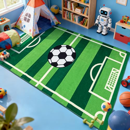 Tapete de campo de fútbol decorativo 3'x5' verde miniatura 3