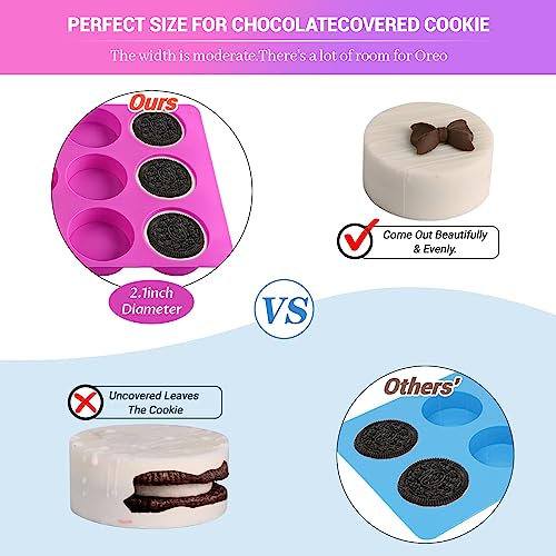 Image of Sakolla 3 Pcs Round Chocolate Cookie Molds, 12-Cavity Cylinder Silicone Molds for Chocolate, Cake, Candy, Pudding, Mini Soap (2 Rose Red+1 Blue)