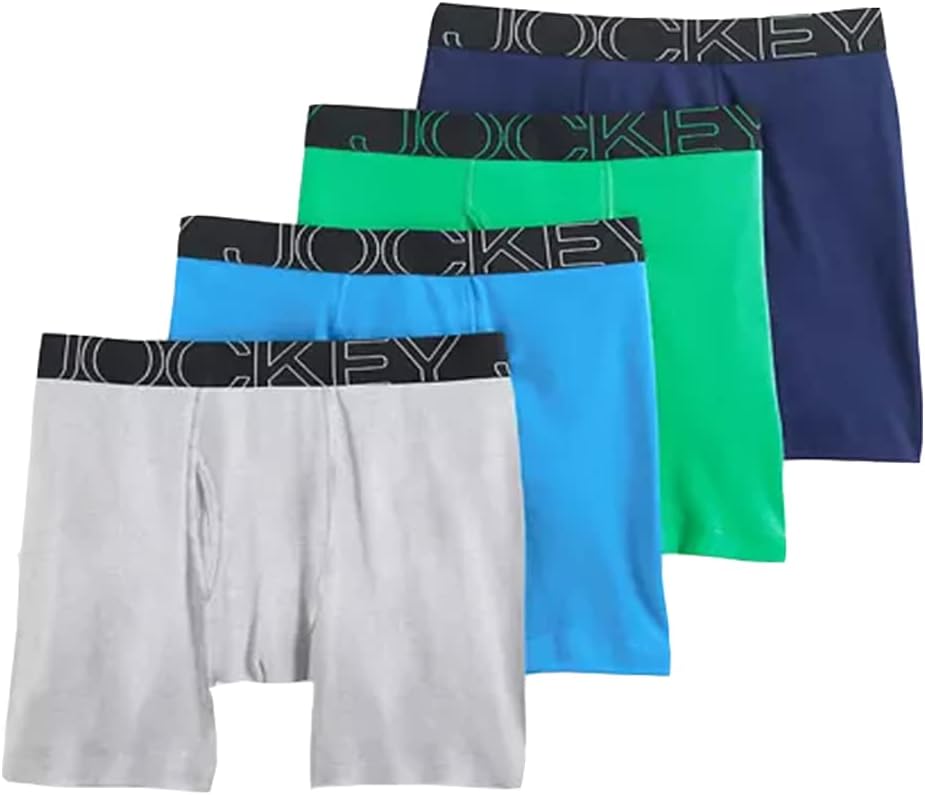 Jockey Men's Underwear ActiveBlend 5" Boxer Brief - 4 Pack