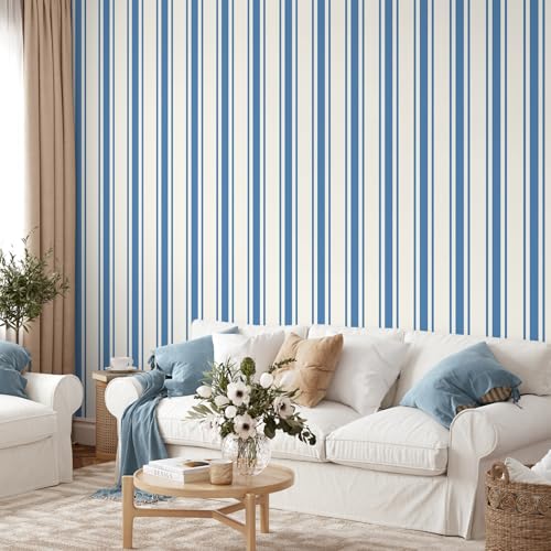 VEELIKE Modern Blue and White Stripes Wallpaper Prepasted Striped Peel and Stick Wallpaper for Bedroom Bathroom 17.7''x118'' Removable Self Adhesive Wall Art Deco Mural Blue Contact Paper for Walls VEELIKE Modern Blue and White Stripes Wallpaper Prepasted Striped Peel and Stick Wallpaper for Bedroom Bathroom 17.7''x118'' Removable Self Adhesive Wall Art Deco Mural Blue Contact Paper for Walls