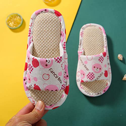 Girl Slippers Size 9 Toddler House Slippers For Boys Open Toe Cotton Linen Comfort Kids Dog Slippers for Girls4