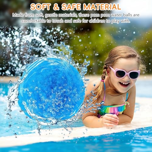 Image of PATPAT 21Pcs Pom Pom Water Balloons, Soft Sponge Pool Water Balls in 3 Colors, Lightweight Floating Ball Toys for Pool Party, Bath, Beach & Swimming Pool, Beach Toys for Kids, 5cm Dia